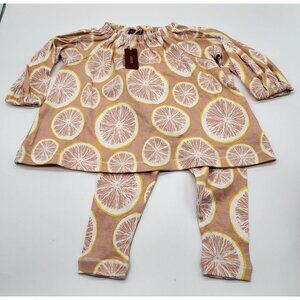 MILKBARN Grapefruit Two Piece Set Baby Girl SZ 3-6 Month Long Sleeve Top & Pants